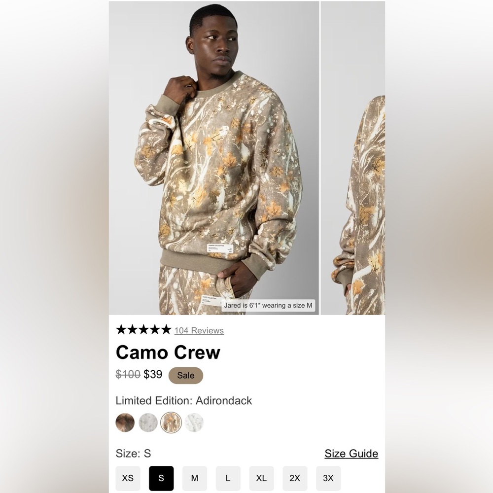 Brand New Comfrt Camo Crewneck Unisex Size Small